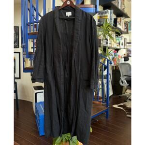 Steven Alan Black Linen Blend Long Jacket Size L